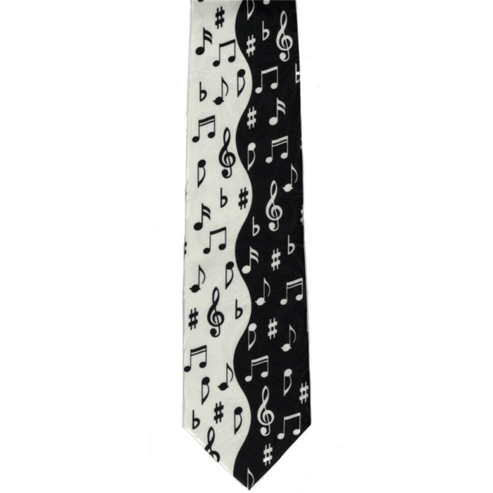 Polyester Tie Notes - Black And  White