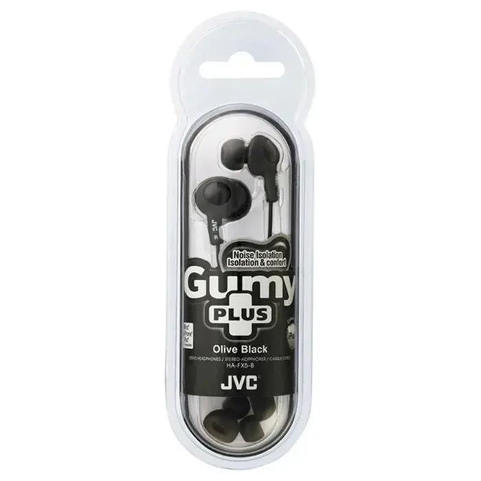 JVC Black Gumy+ In Ear Canal Headphones With Mic