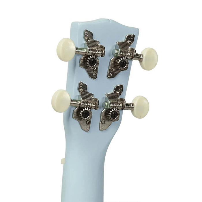 Korala Ukulele, Soprano, Light Blue, with Guitar Machine Heads