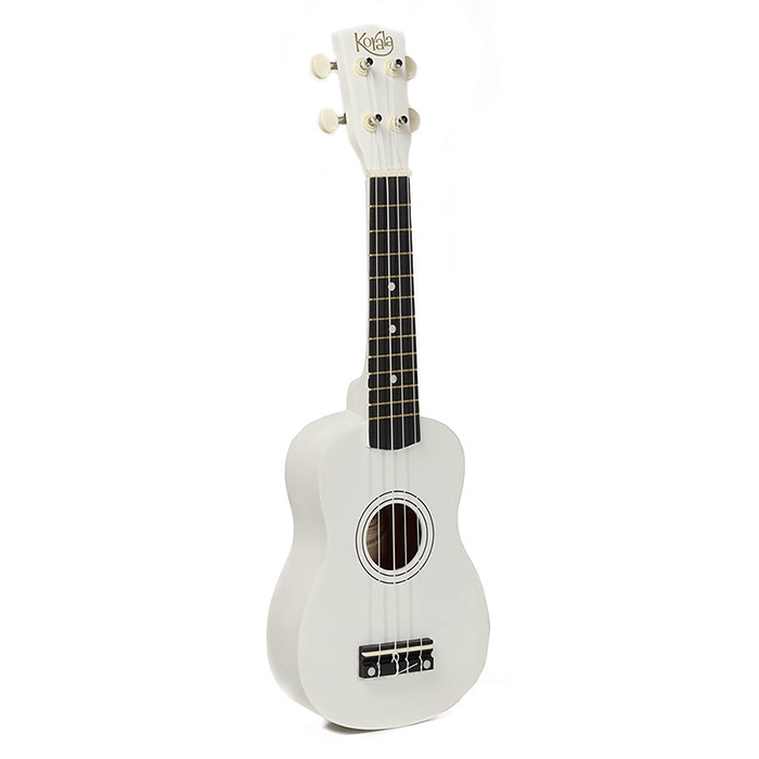 Korala Ukulele, Soprano, White, with Guitar Machine Heads