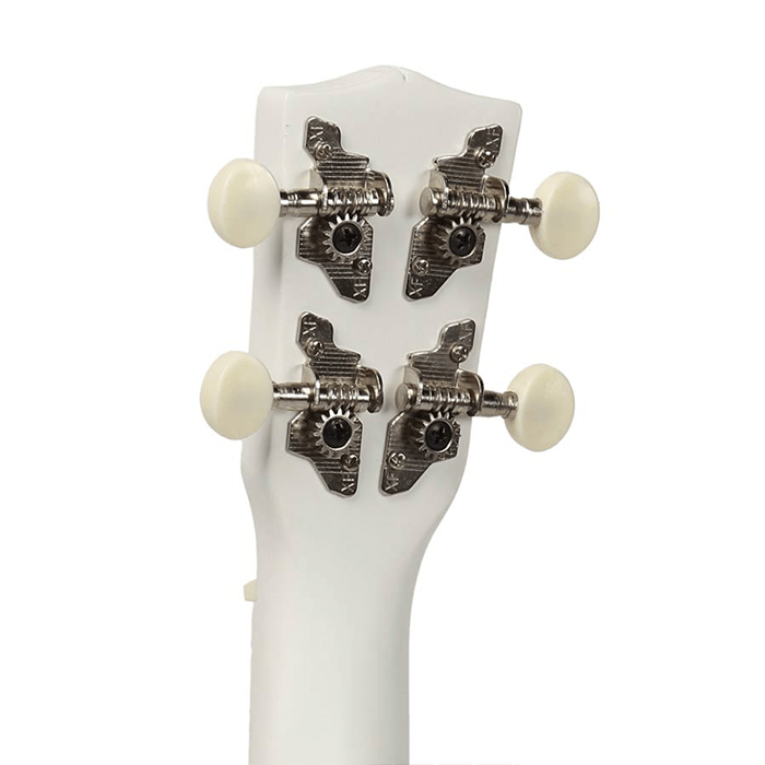 Korala Ukulele, Soprano, White, with Guitar Machine Heads