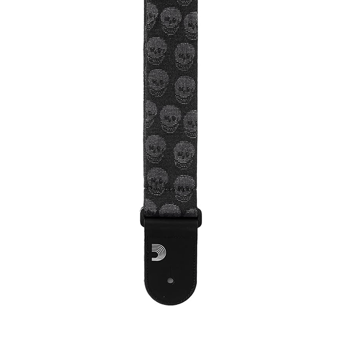 D'Addario Woven Guitar Strap Skulls Black Tubular