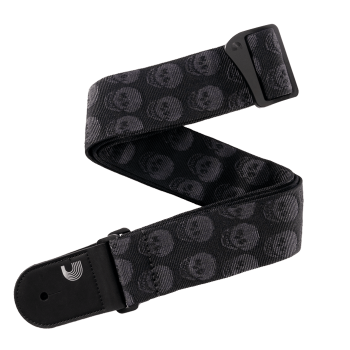 D'Addario Woven Guitar Strap Skulls Black Tubular