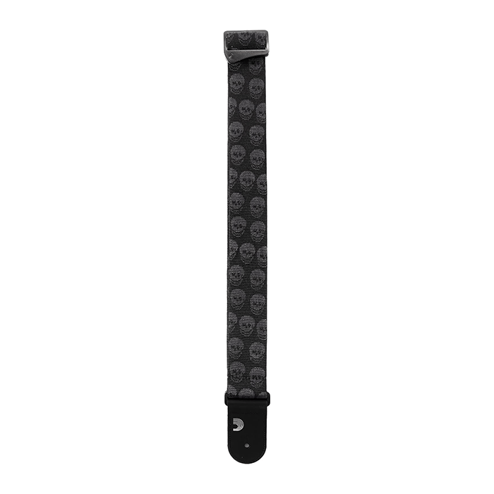 D'Addario Woven Guitar Strap Skulls Black Tubular