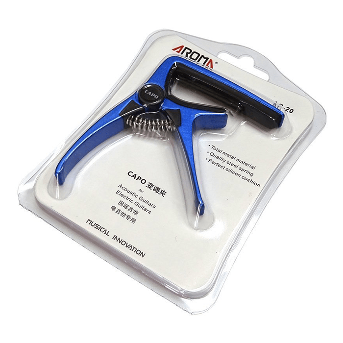 Aroma AC20BL Acoustic Guitar Capo, High Quality Aluminium Material, Steel Spring, High Quality Silicone Cushion, BLUE