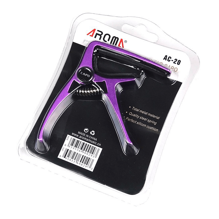 Aroma AC20PU Acoustic Guitar Capo, High Quality Aliuminium Material, Steel Spring, High quality silicone cushion, PURPLE