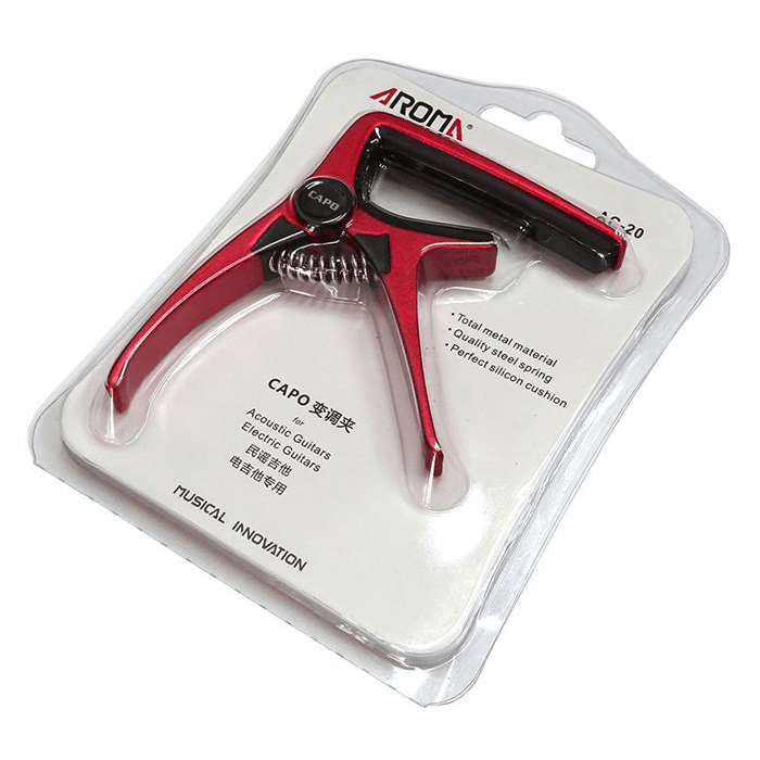 Aroma AC20RD Acoustic Guitar Capo, High Quality Aliuminium Material, Steel Spring, High quality silicone cushion, RED