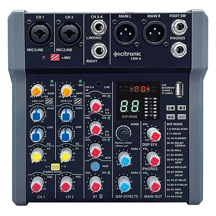 Citronic CMA-6 Compact Mixer with DSP FX and BT/USB