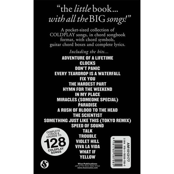 The Little Black Songbook Coldplay Complete Lyrics & Chords 128 Songs