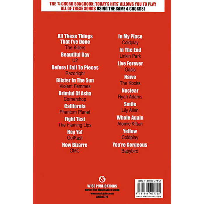 4-Chord Songbook Today's Hits Guitar Book