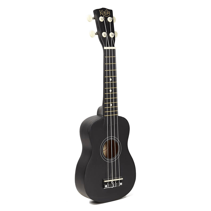 Korala Ukulele, Soprano, Black, with Guitar Machine Heads