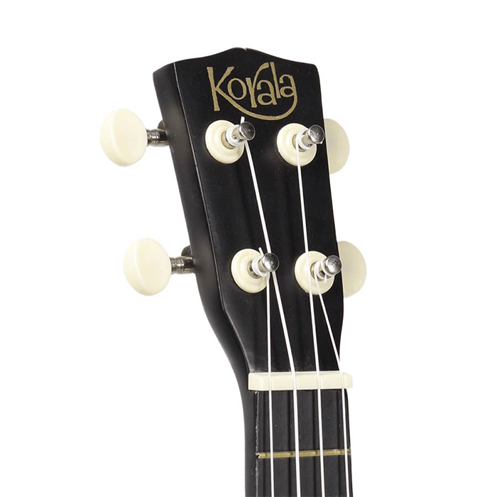 Korala Ukulele, Soprano, Black, with Guitar Machine Heads