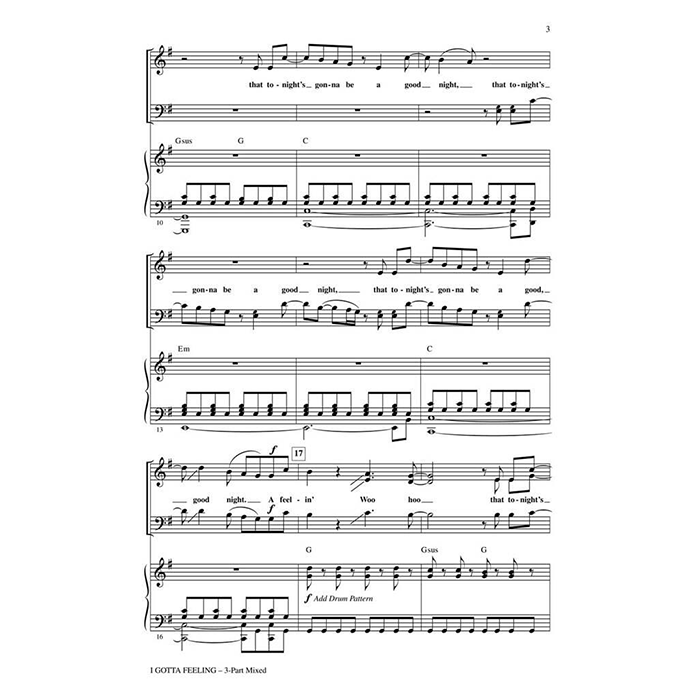 Black Eyed Peas: I Gotta Feeling - 3-Part Mixed Choir