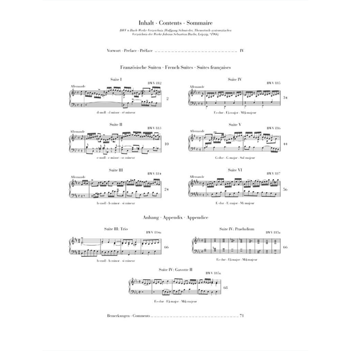 Bach French Suites Urtext