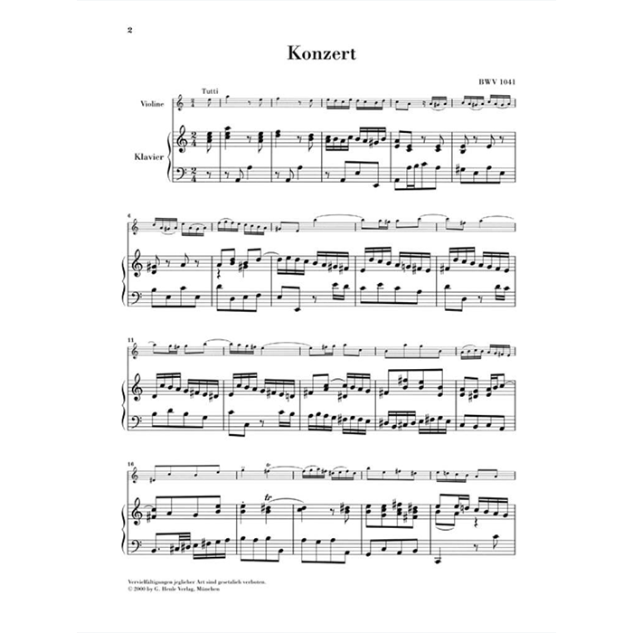 Bach: Violin Concerto in A Minor BWV1041 (Urtext)