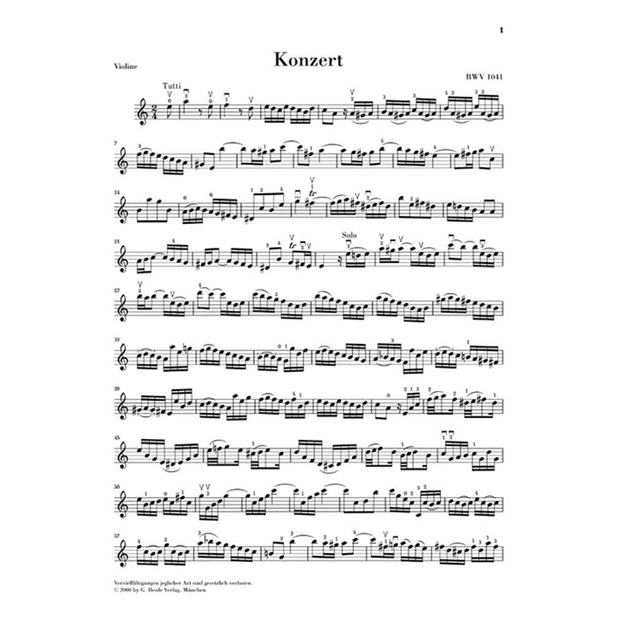 Bach: Violin Concerto in A Minor BWV1041 (Urtext)