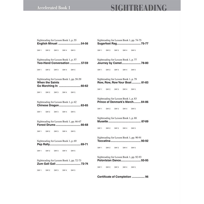 Accelerated Piano Adventures: Sightreading - Book 1