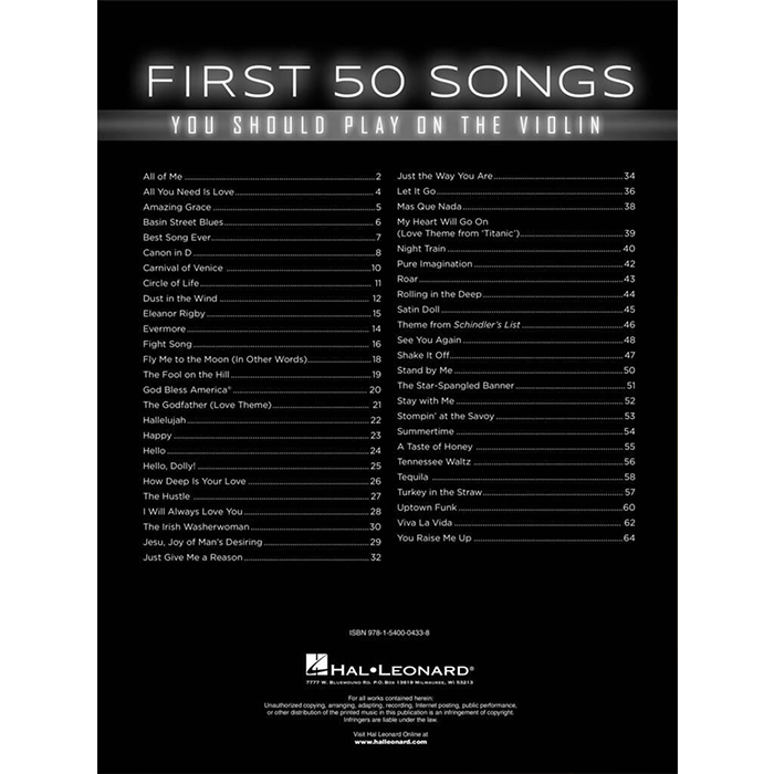 First 50 Songs You Should Play On The Violin