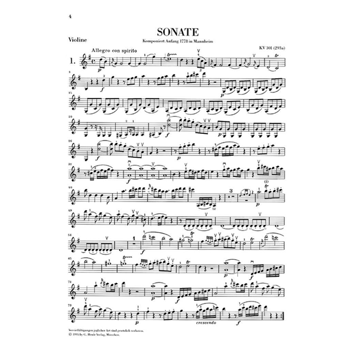 Mozart: Sonatas for Violin and Piano, Vol. 1 (Henle Urtext)