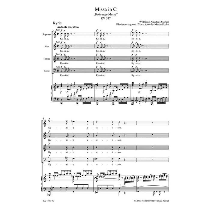 Mozart Mass in C major (K.317) (Coronation Mass) (Vocal Score)