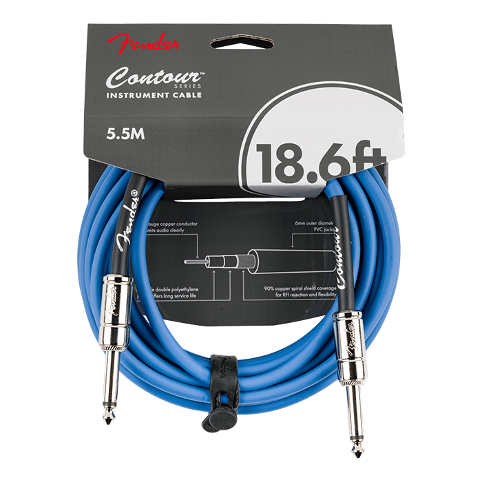 Fender Contour 18.6' Instrument Cable, Lake Placid Blue