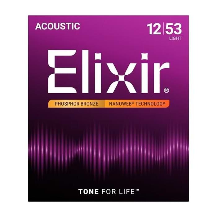 Elixir 3 Pack 16052 Acoustic Guitar String Phos Bronze Light 12-53