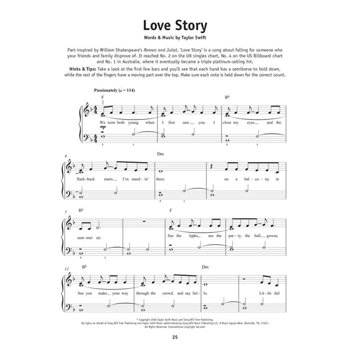 Really Easy Piano Taylor Swift Easy Book
