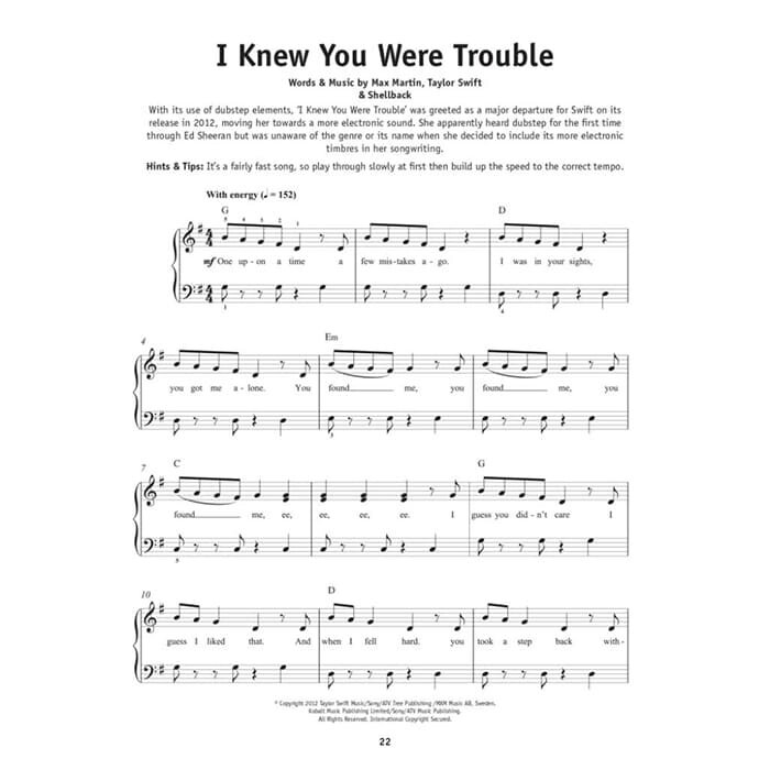 Really Easy Piano Taylor Swift Easy Book