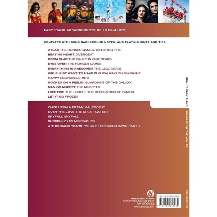 Really Easy Piano Songs From The Movies Easy Book