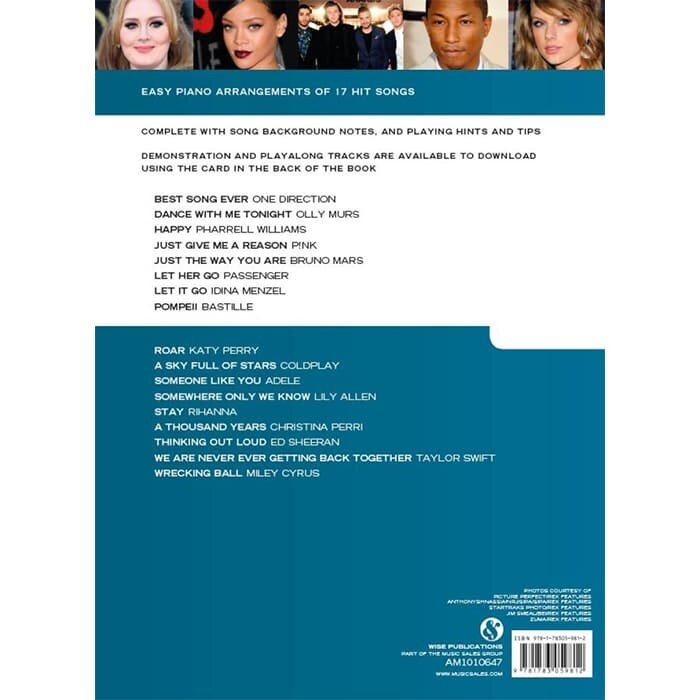 Really Easy Piano Playalong : Chart Hits (Book/Audio Download)