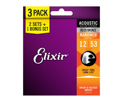 Elixir (3 Pack 11027) Acoustic Guitar String 80/20 Custom Light 11-52