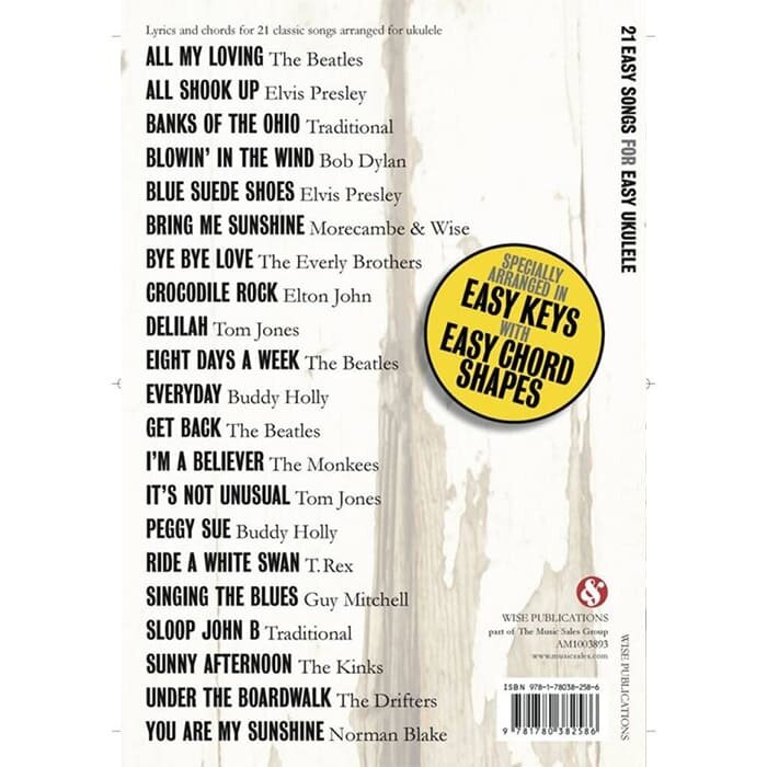 21 Easy Songs Arranged For Ukulele Uke Lyrics & Chords Book