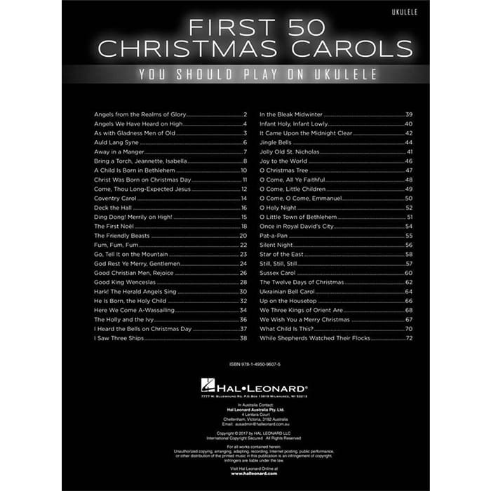 First 50 Christmas Carols Ukulele