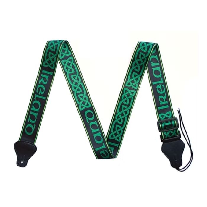 Ireland Knot Guitar Strap Green On  Black