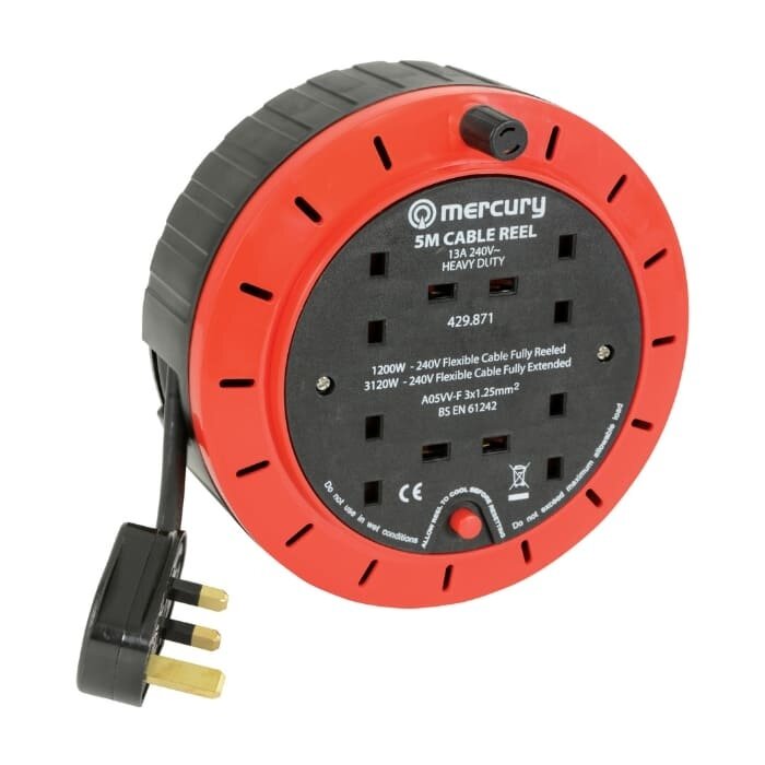 Mercury 4-Gang 5M Extension Reels With Thermal Cut Out