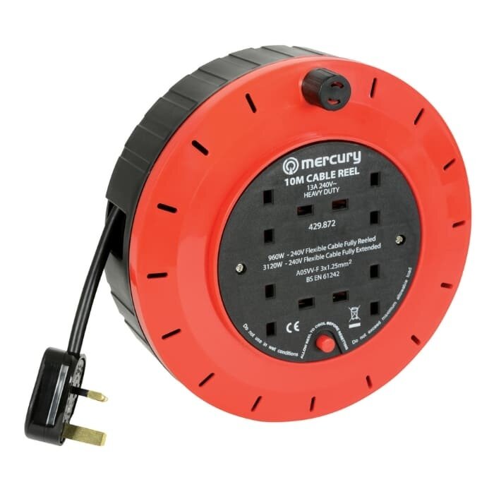 Mercury 4-Gang 10M Extension Reels With Thermal Cut Out