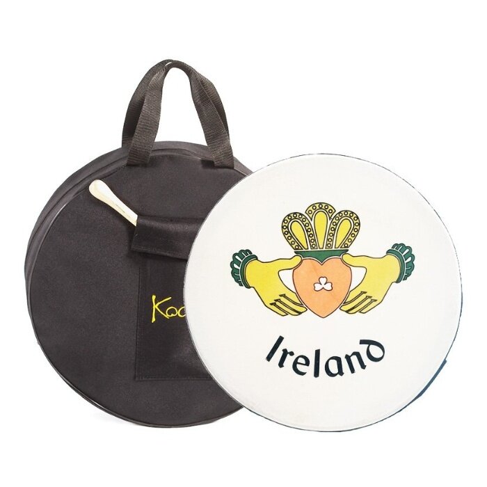Koda Bodhran 12”x3” Black - Claddagh with Bag & Beater