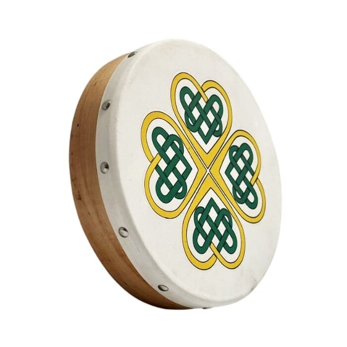 Koda Bodhran 8”x1 1⁄2” Natural - Celtic Knots in Hearts with Beater