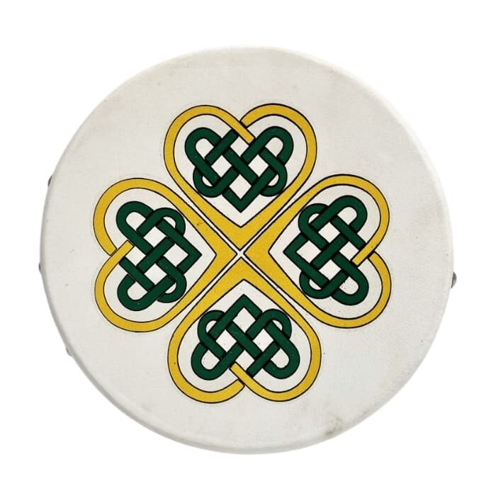 Koda Bodhran 8”x1 1⁄2” Natural - Celtic Knots in Hearts with Beater