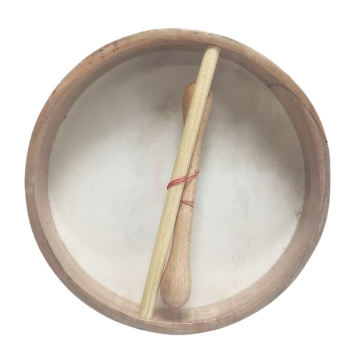 Koda Bodhran 8”x1 1⁄2” Natural - Celtic Knots in Hearts with Beater