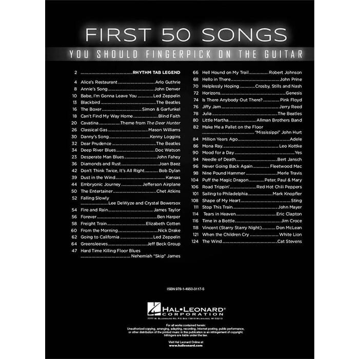 First 50 Songs You Should Fingerpick On Guitar Gtr Tab Book