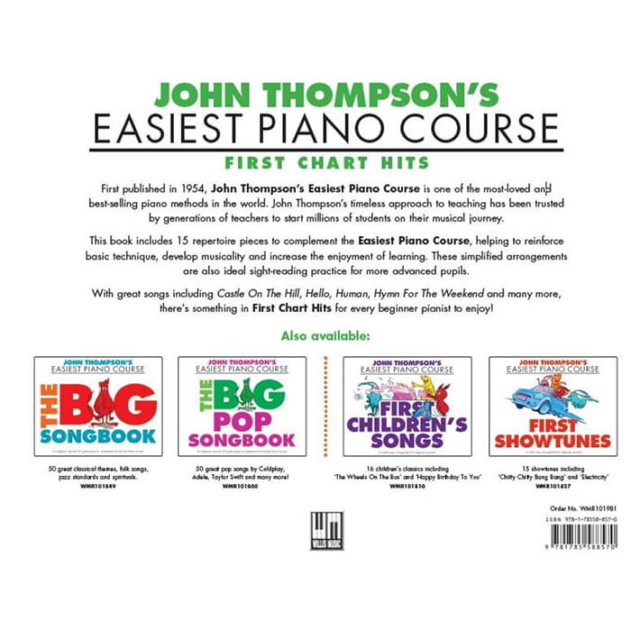 John Thompson’s Easiest Piano Course First Chart Hits Book