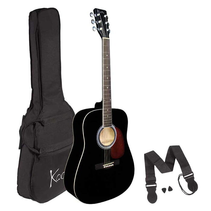 Koda 4/4 Size OM Acoustic Guitar Pack - Black
