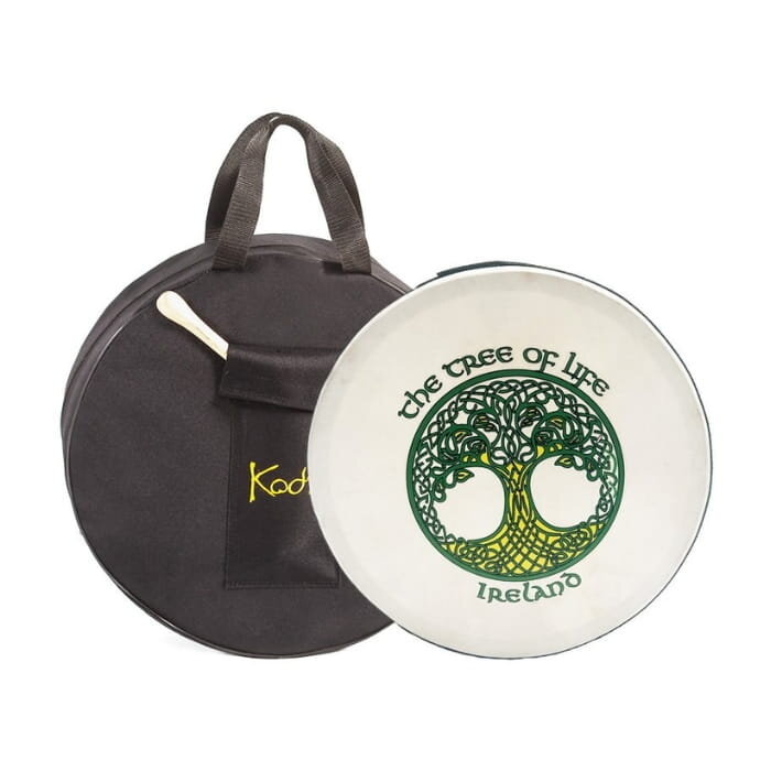 Koda Bodhran  12" X 3" Black - Tree Of Life With Bag & Beater