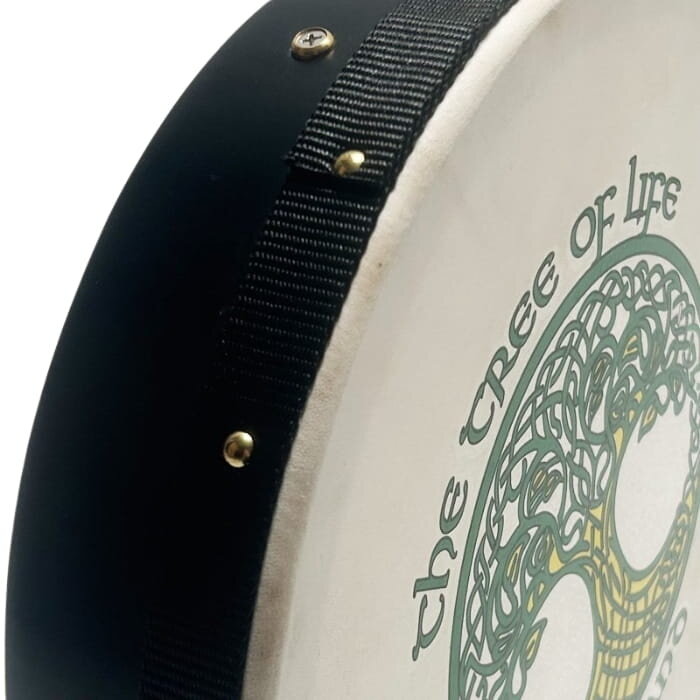 Koda Bodhran  12" X 3" Black - Tree Of Life With Bag & Beater