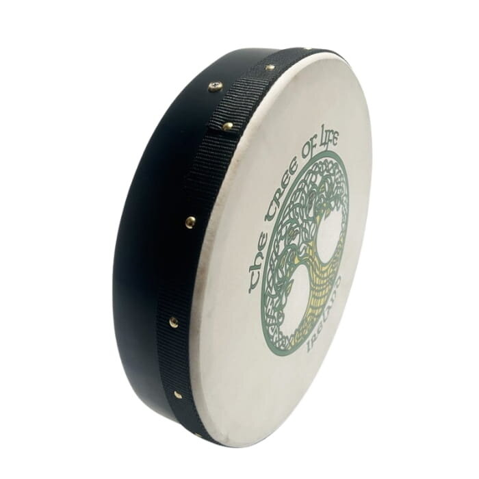Koda Bodhran  12" X 3" Black - Tree Of Life With Bag & Beater