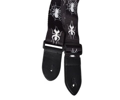 Chord Printed Design Webbing Guitar Strap White Spider