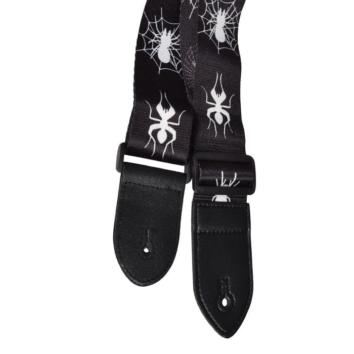 Chord Printed Design Webbing Guitar Strap White Spider