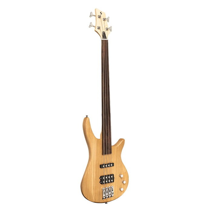 Stagg 4 String Fusion Electric  Bass Guitar Fretless Natural