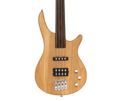 Stagg 4 String Fusion Electric Bass Guitar Fretless Natural